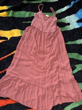 Blush Asymmetrical Pink Crochet Bodice Maxi Dress